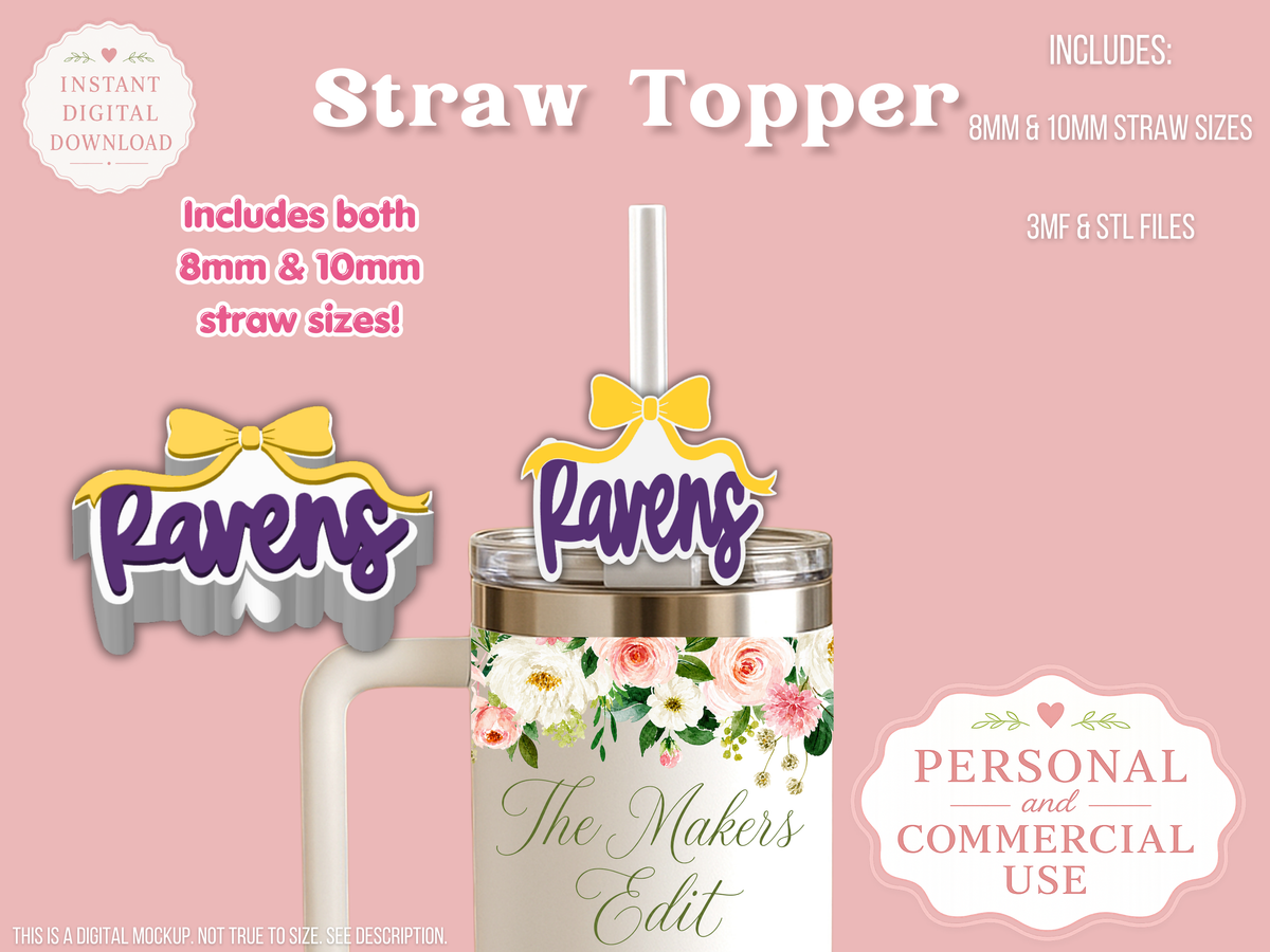 Baltimore Ravens Coquette Bow - Straw Topper - Digital File