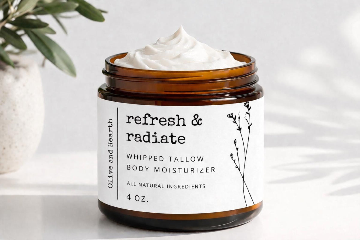 Whipped Tallow Body Moisturizer | 100% Grass-Fed Beef Tallow & Grapeseed Oil | All Natural Skincare