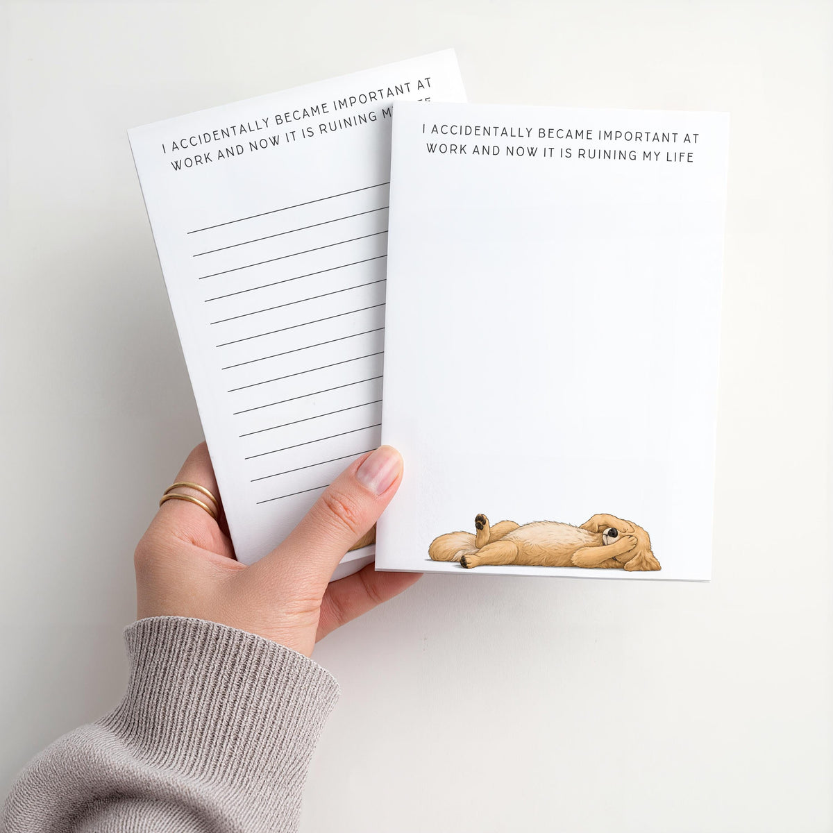 Custom Notepad | Golden Retriever | Became Important at Work - Ruining My Life | Funny Notepad | Mother's Day Gift Idea