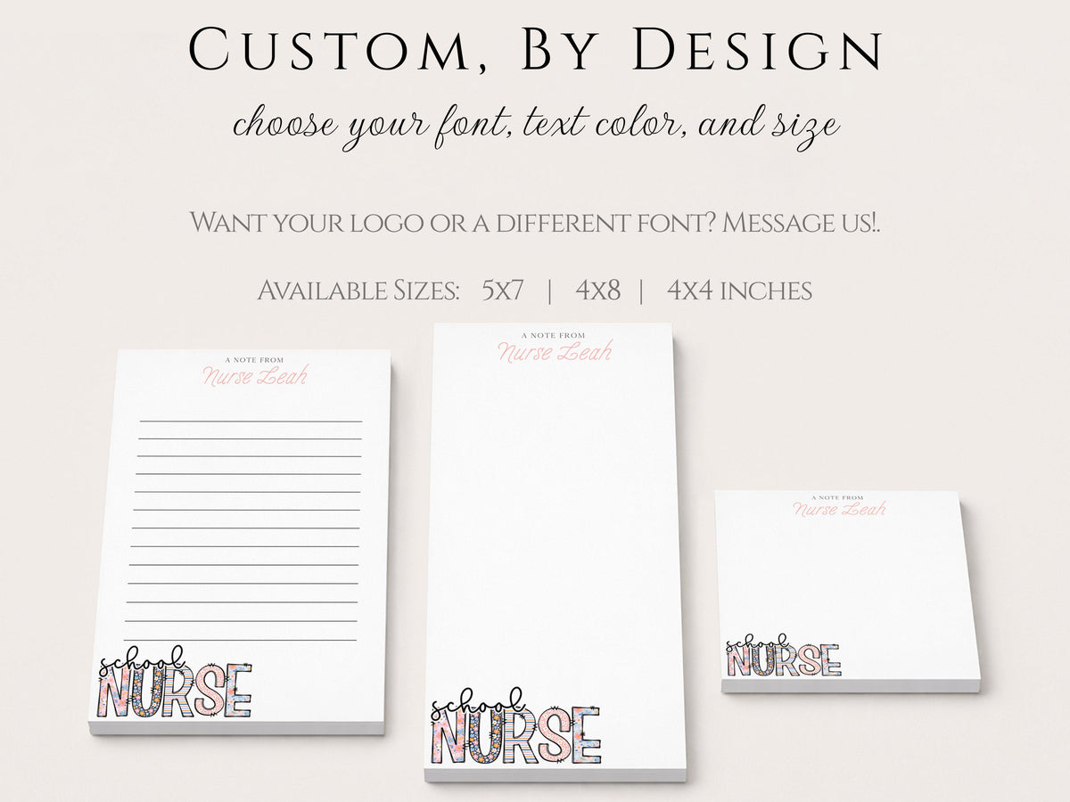 Personalized School Nurse Notepad | Nurse Appreciation Gift