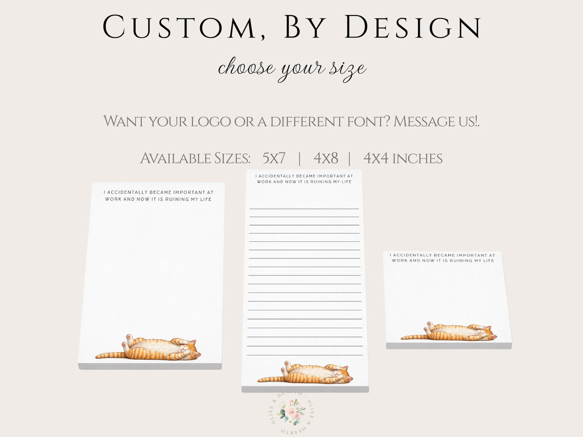 Personalized Notepad | Orange Striped Cat Work Ruining Life