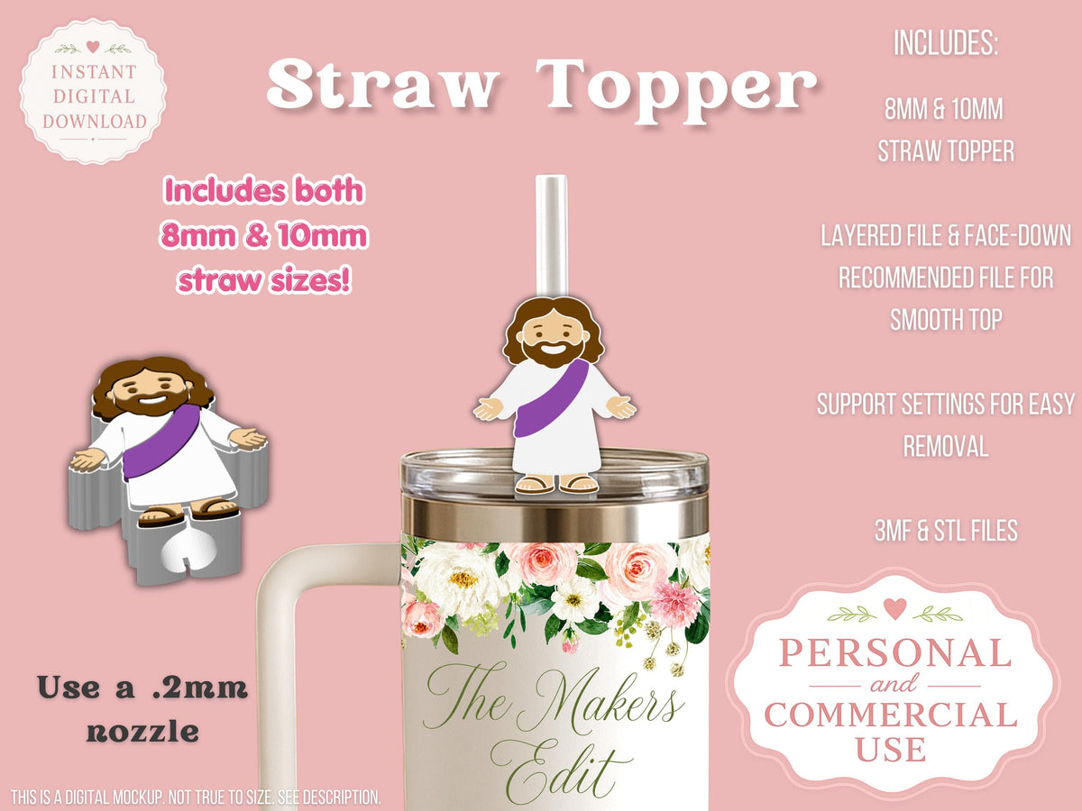 Mini Jesus - Straw Topper - Digital File