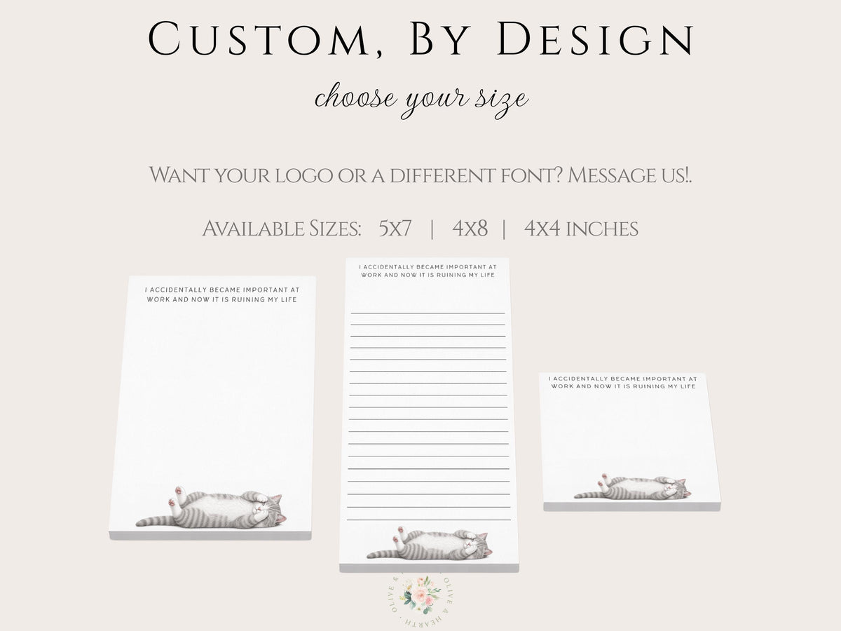 Personalized Notepad | Gray Striped Cat Work Ruining Life