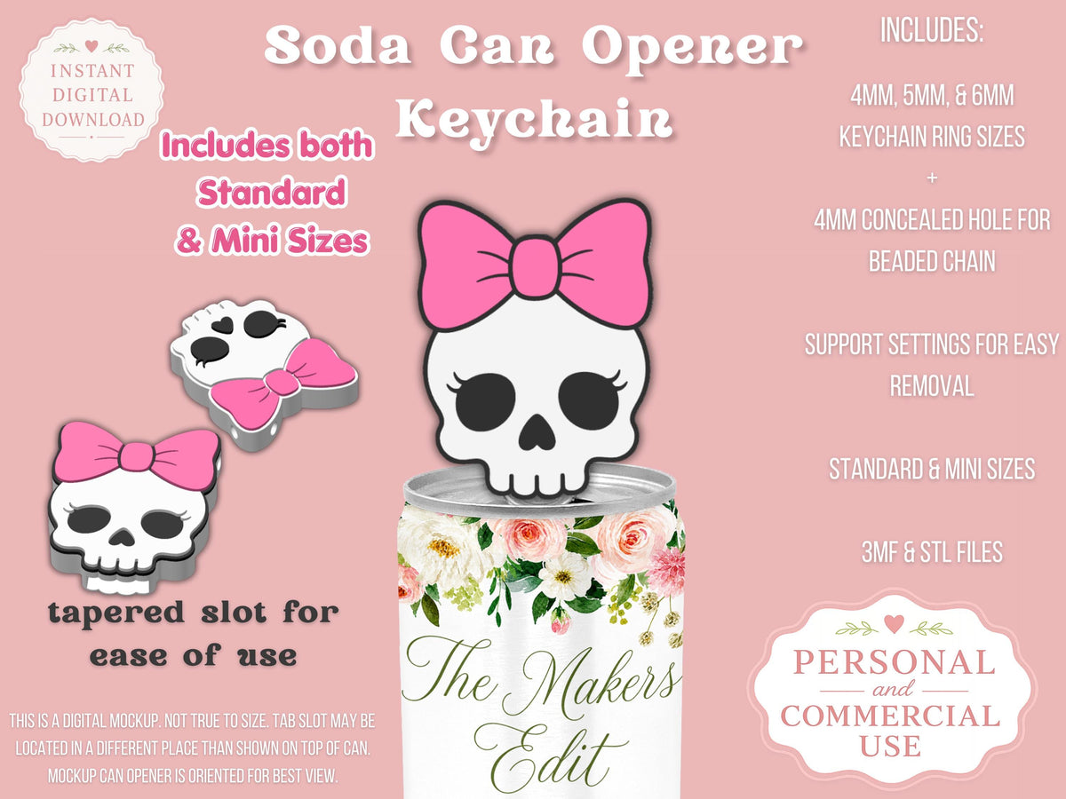 Skeleton Coquette Bow - Can Tab Opener - Digital File