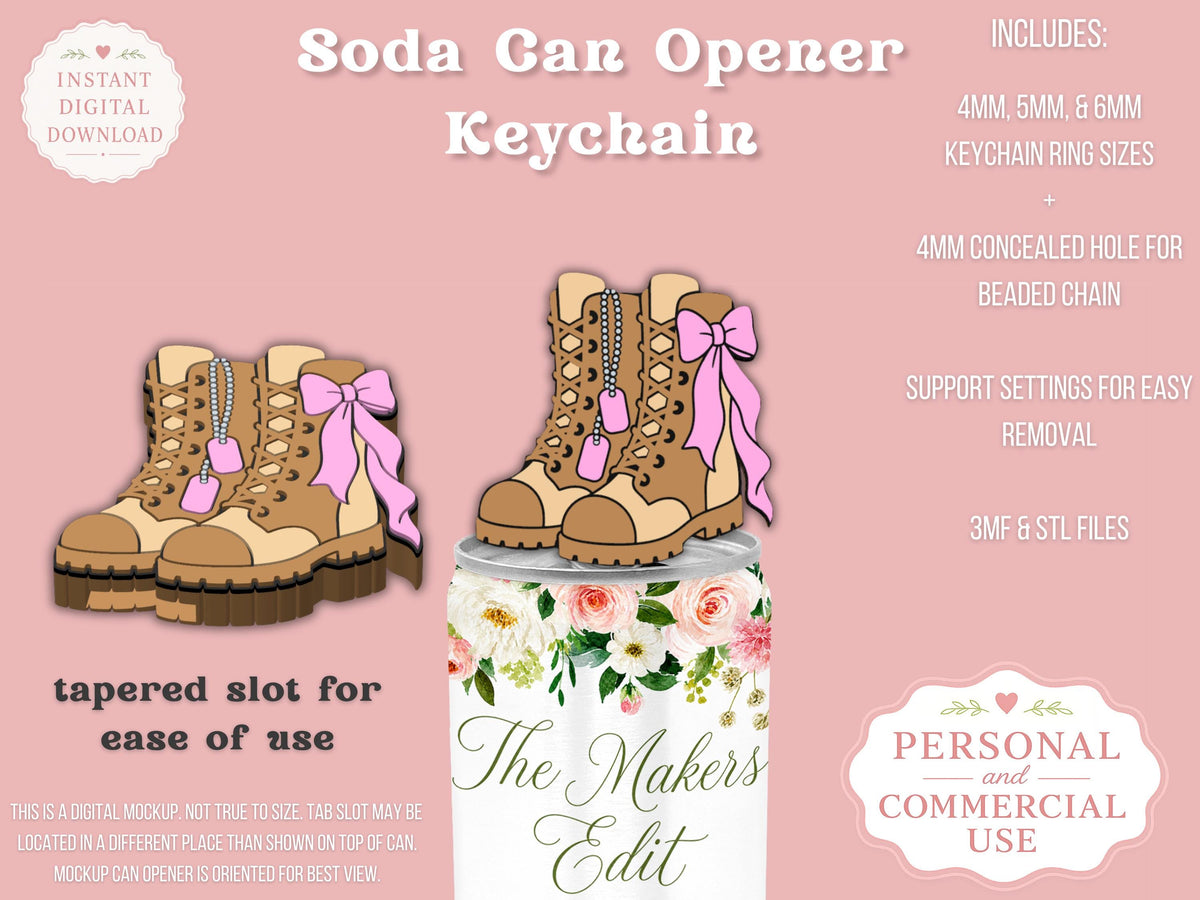 Combat Boots Coquette Bow - Can Tab Opener - Digital File