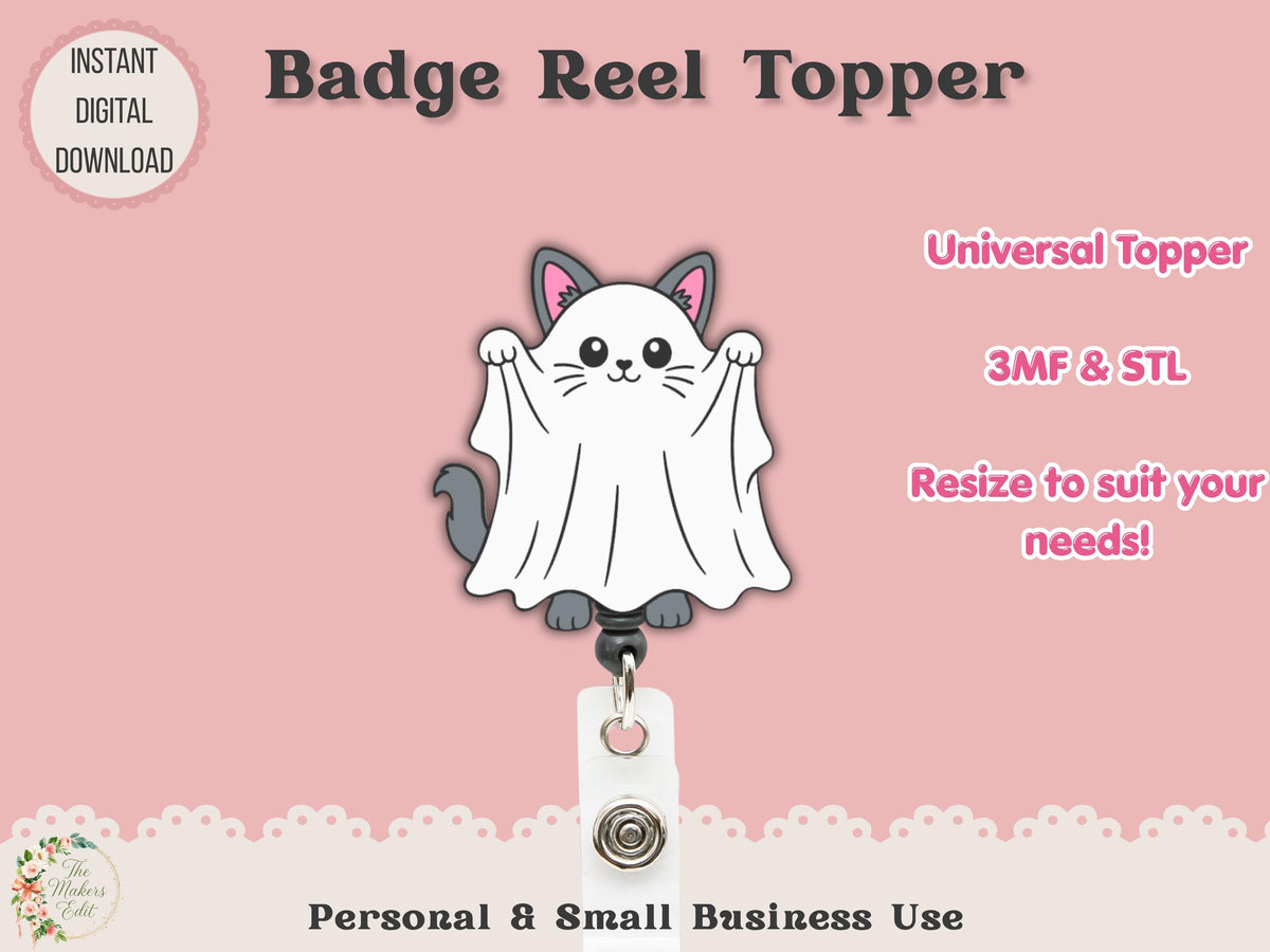 Ghost Cat - Badge Reel Topper - Digital File