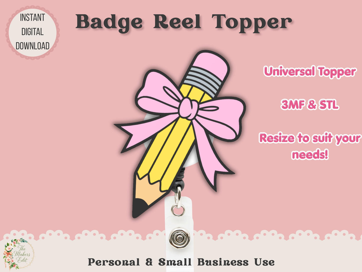 Pencil Coquette Bow - Badge Reel Topper - Digital File