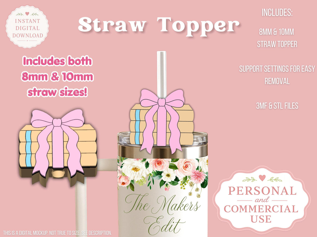 Coquette Book Pile - Straw Topper - Digital File
