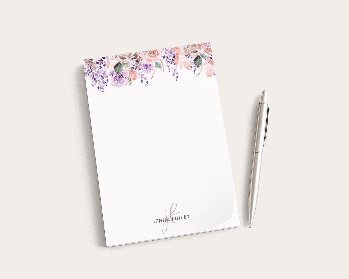 Personalized Floral Notepad | Watercolor Wisteria Flowers | Mother's Day Gift Idea