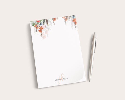 Personalized Floral Notepad | Watercolor Hanging Flowers | Mother's Day Gift Idea