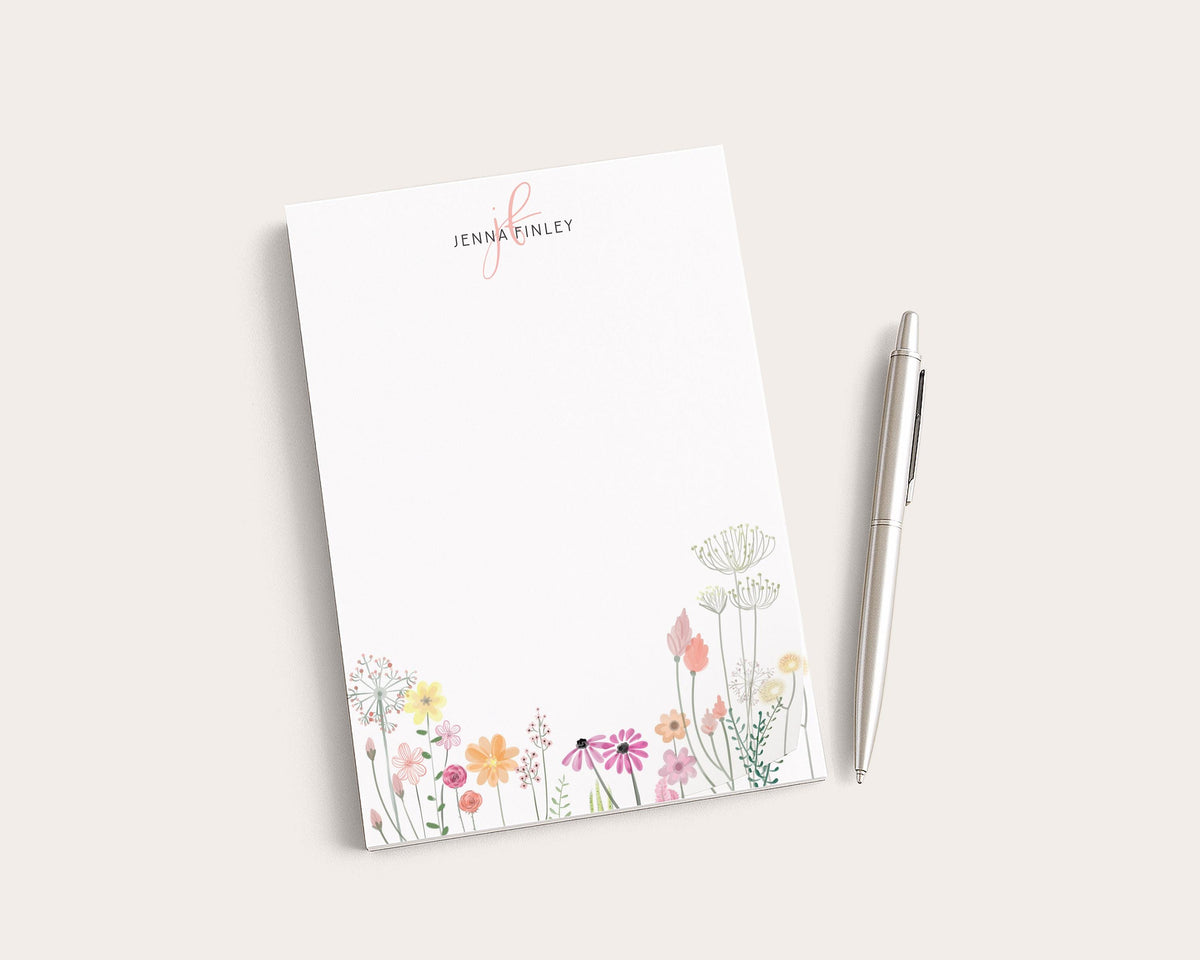 Personalized Floral Notepad | Watercolor Wildflower Flowers | Mother's Day Gift Idea