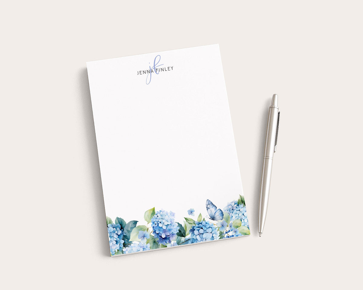 Personalized Floral Notepad | Watercolor Hydrangea Flowers | Mother's Day Gift Idea