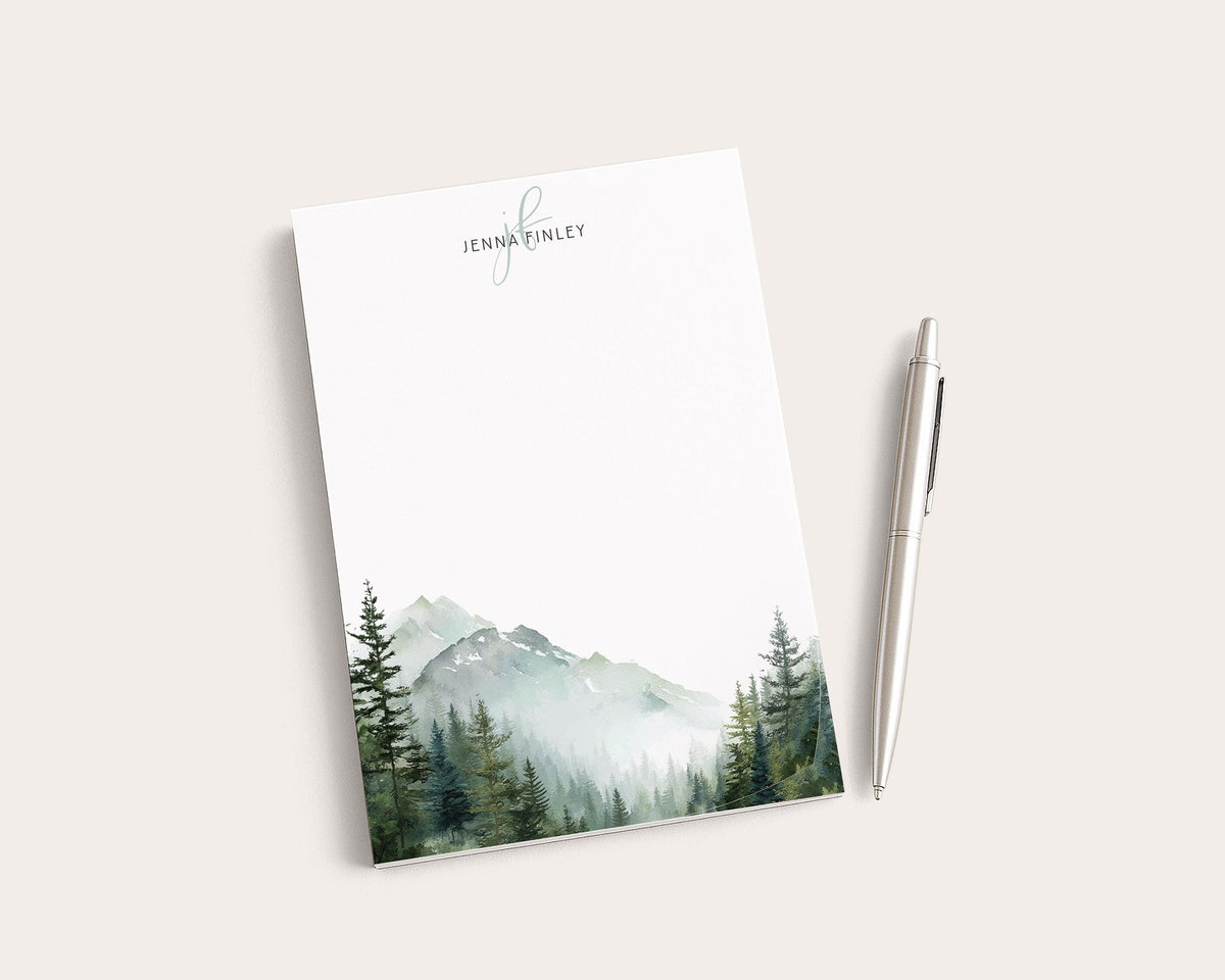Personalized Notepad | Watercolor Mountain Scene | Mother's Day Gift Idea