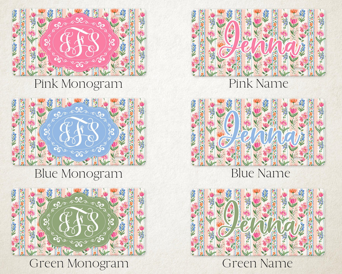 Personalized Car Accessories Set | Front License Plate, License Plate Frame, and Coasters | Mother's Day Gift Idea