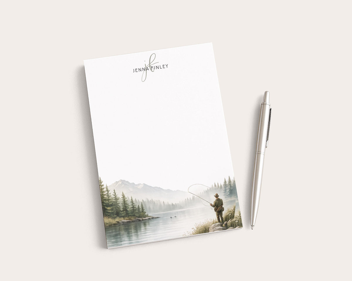 Personalized Notepad | Fly Fishing Mountain Scene | Father's Day Gift Idea