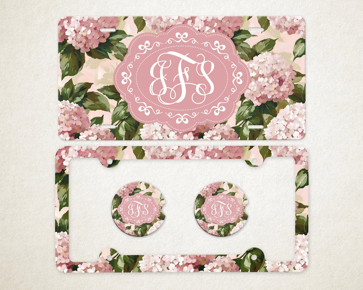 Personalized Car Accessories Set | Front License Plate, License Plate Frame, and Coasters | Mother's Day Gift Idea