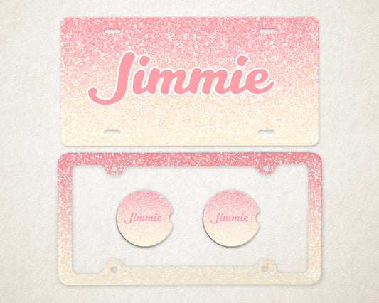 Personalized Car Accessories Set | Front License Plate, License Plate Frame, and Coasters | Mother's Day Gift Idea