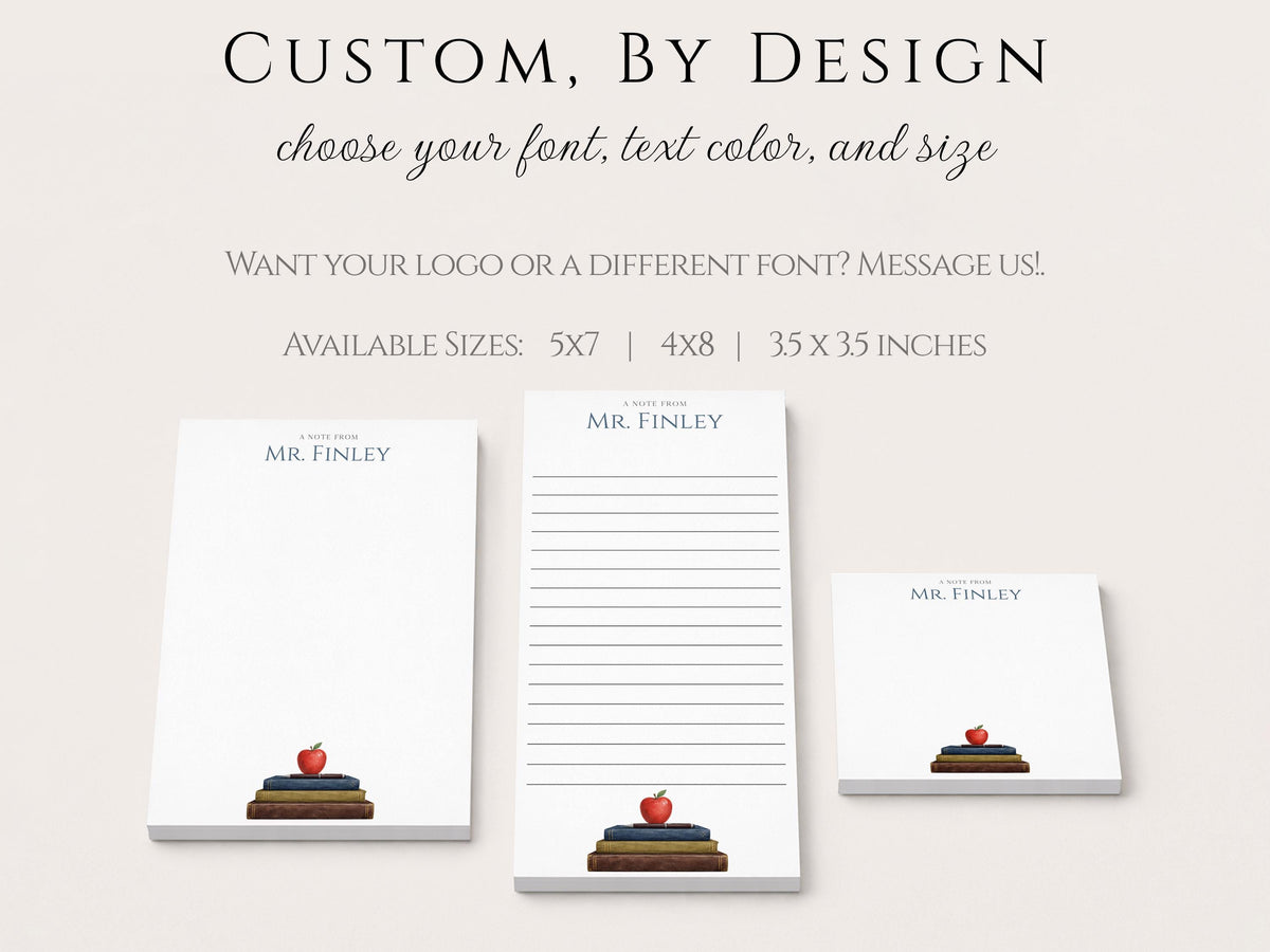 Personalized Teacher Notepad | Book Pile | Teacher Appreciation Gift