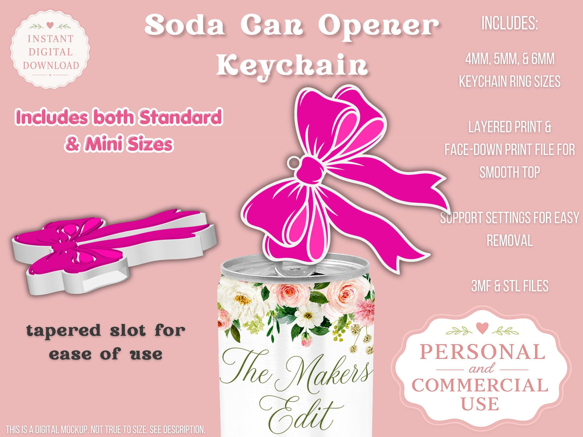 Double Loop Coquette Bow - Can Tab Opener - Digital File