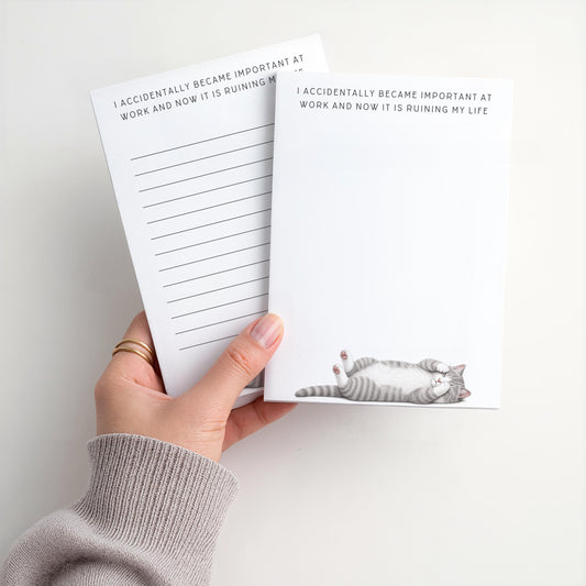 Personalized Notepad | Gray Striped Cat Work Ruining Life