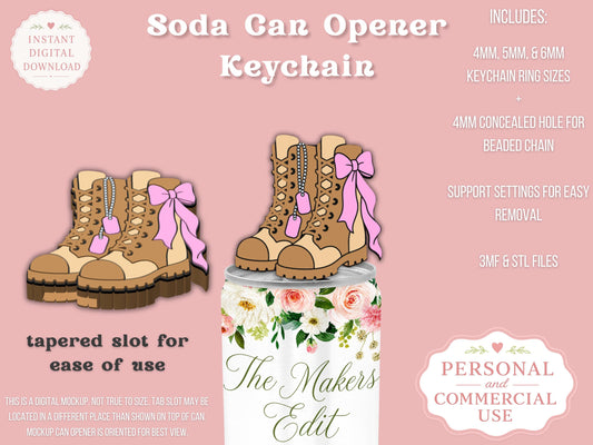 Combat Boots Coquette Bow - Can Tab Opener - Digital File
