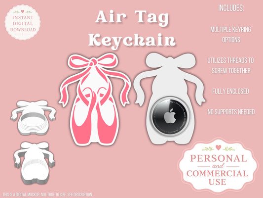 AirTag Holder Keychain | Ballet Shoes | STL 3MF