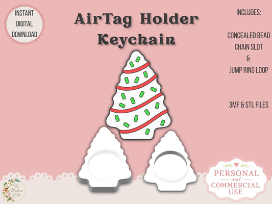 AirTag Holder Keychain | Christmas Tree Cake | STL 3MF