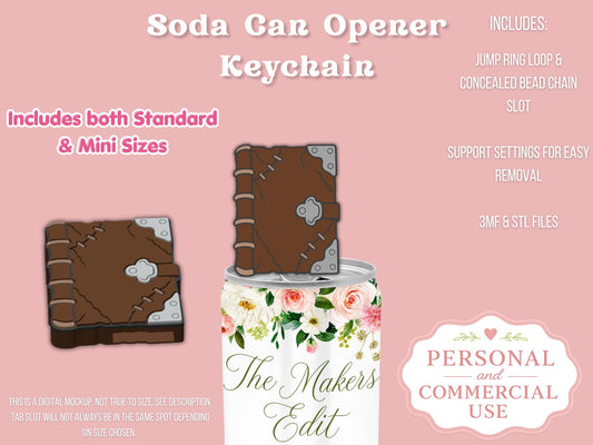 Soda Can Tab Opener Keychain 3D Printer File | Spooky Book STL 3MF