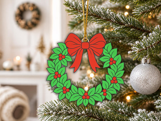 Christmas Ornament 3D Printer File | Christmas Wreath STL 3MF