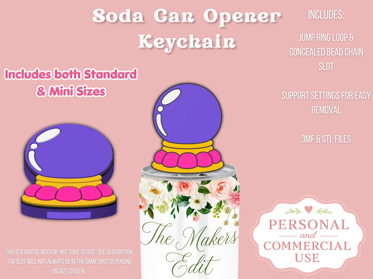 Soda Can Tab Opener Keychain 3D Printer File | Crystal Ball STL 3MF