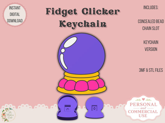 Fidget Clicker 3D Printer File | Crystal Ball STL 3MF | Keychain