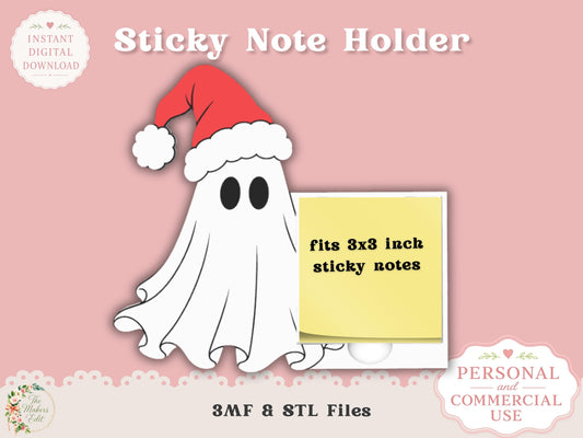 Sticky Note Holder 3D Printer File | Ghost Santa Hat STL 3MF