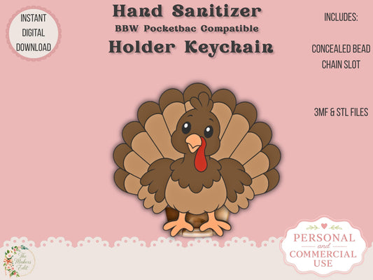 Sanitizer Holder - BBW Pocketbac Compatible 3D Print File | Cute Turkey STL 3MF