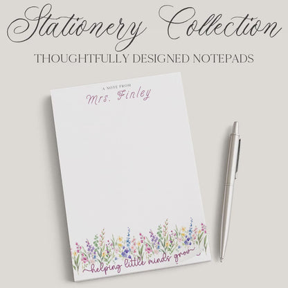 Personalized Teacher Notepad | Helping Little Minds Grow | Wildflowers | Teacher Appreciation Gift