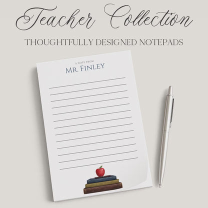 Personalized Teacher Notepad | Book Pile | Teacher Appreciation Gift